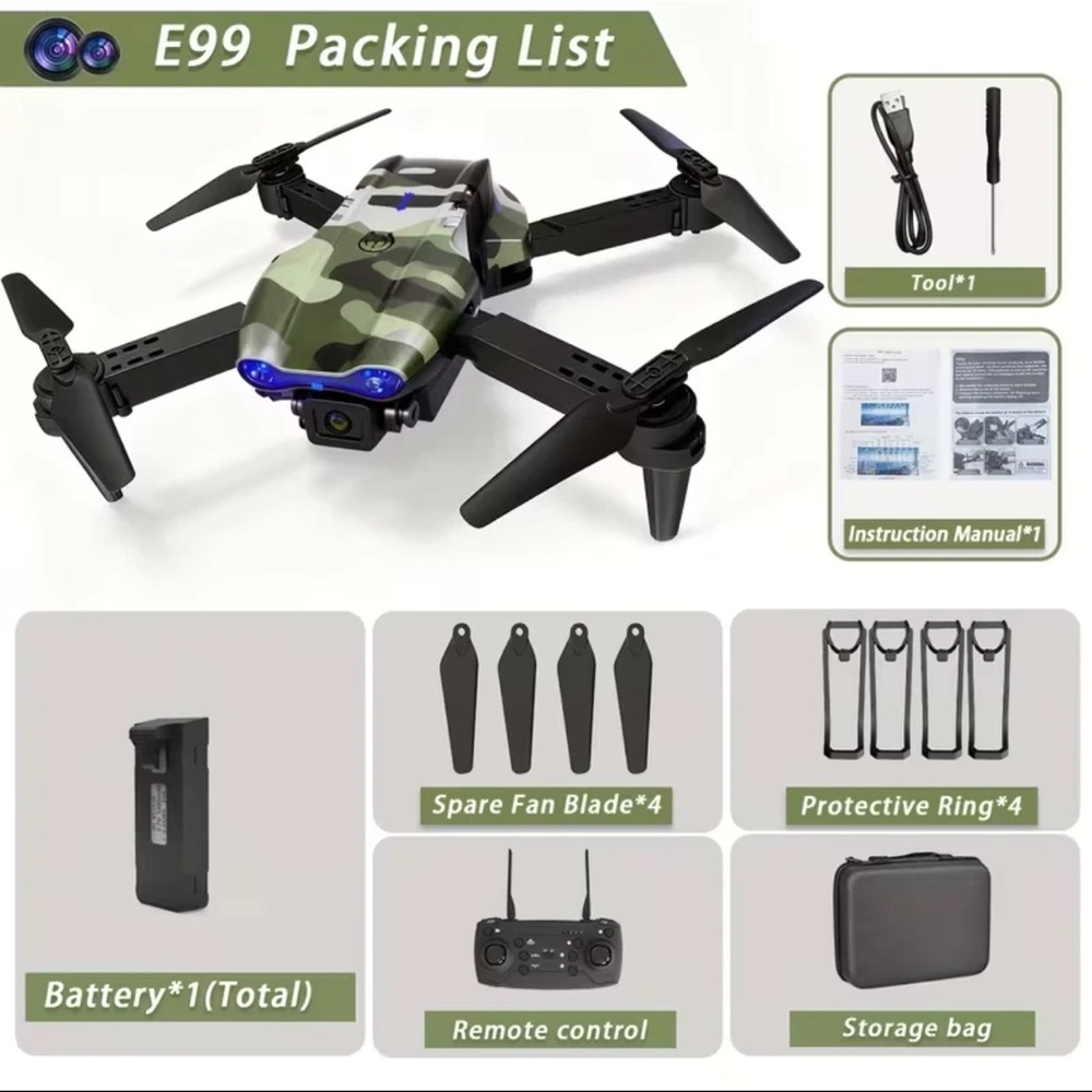 Foldable Drone, Equipped With 1/2/3 Batteries Dual HD Cameras App/Remote Control